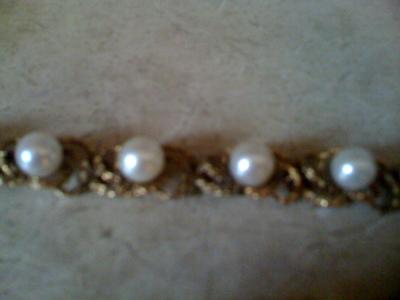 CECIL signed 14K gold and pearl bracelet