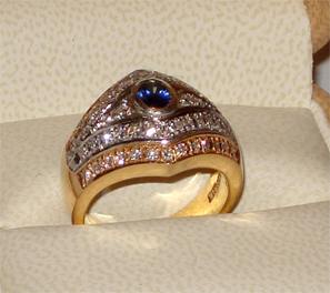 Vintage Platinum Sapphire and Diamond Ring