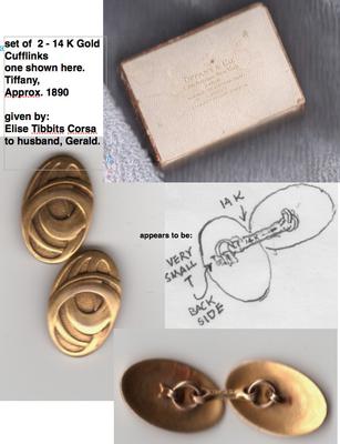 gold cufflinks, tiffany box, sketch 