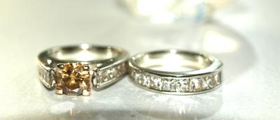 Colored Yellow Diamond  Wedding Ring Set