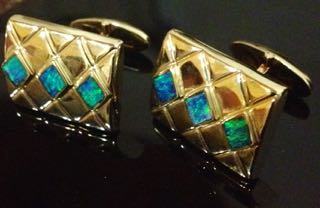 Beautiful Lightning Ridge Black Opal Cufflinks 