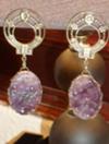 Grand Purple Carved Glass Earrings