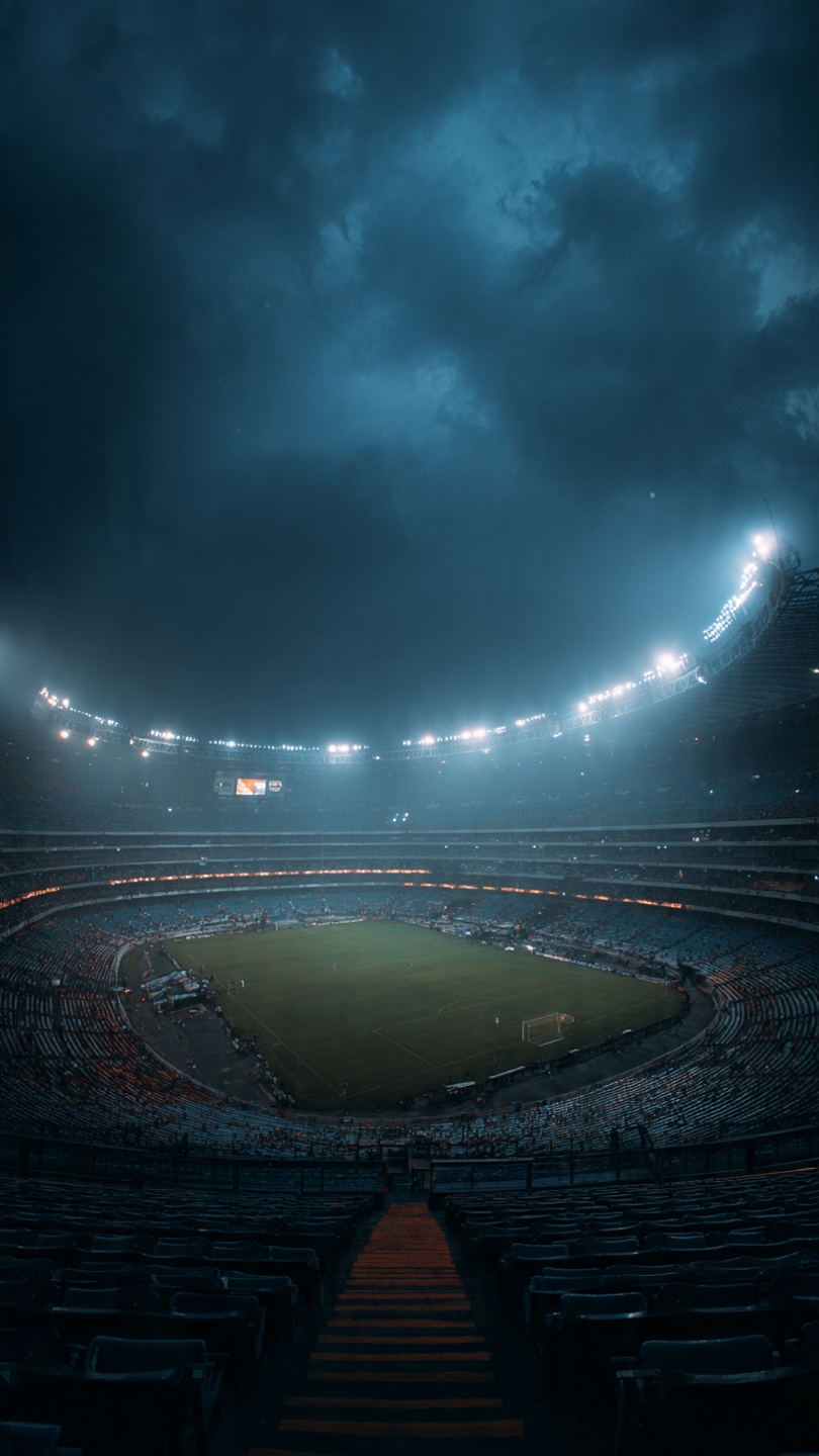 Estadio Azteca at night with floodlights glowing, the stadium where Argentina defeated England 2-1 in the 1986 World Cup quarter-final