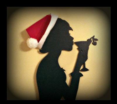 Her silhouette minus the martini glass and xmas hat