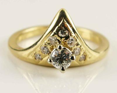 .15 Round center - 7 old cut .03CT each Diamond - NO MARKS